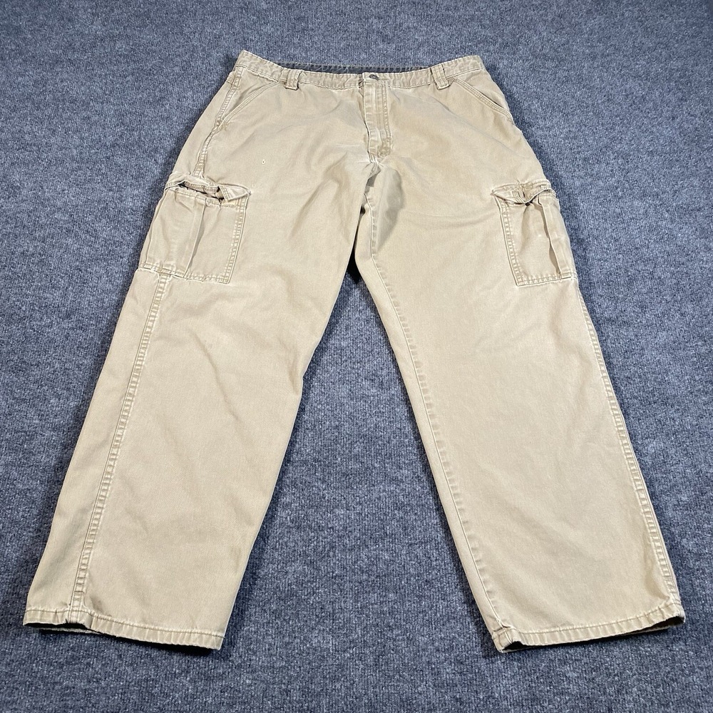 Vintage Y2K Wrangler Cargo Pants Mens 36x30 Wide Leg Baggy Skater Retro Faded